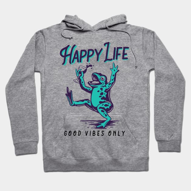 happy life frog Hoodie by Mako Design 